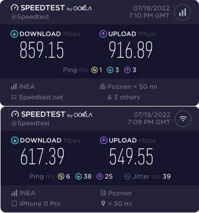 ravz - @Bertoos: Korzystam z #inea w Poznaniu 1Gb/s symetryk za 70 zł. W gierkach typ...