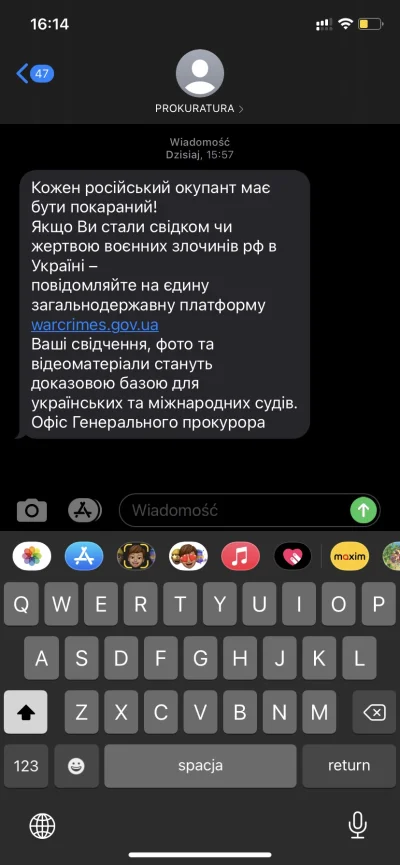 Marcinowy - Ktoś jeszcze dostał takiego SMS? 
#ukraina #wojna #rosja #kiciochpyta #wo...