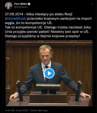 Volki - 4/4

W 2014 r. PiS chciał embargo na węgiel z Rosji. Donald Tusk był wtedy pr...