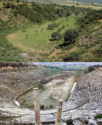 wjtk123 - Hippodrom w Magnezji (dzisiejsza Turcja), przed wykopaliskami oraz po ich z...