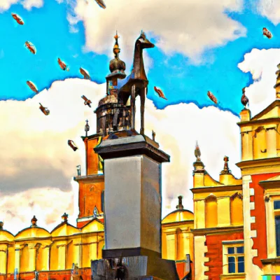 proce55or - Adam Mickiewicz Monument in Krakow, in the main square, turned into a gir...