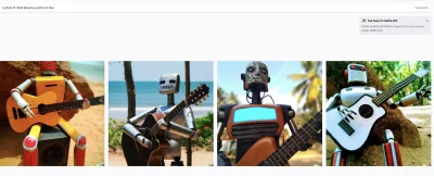proce55or - W zdaniu: 2. A photo of robot playing a guitar on Goa with a huge number ...