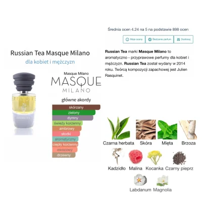 przypadkiem- - to jeszcze proponuję dziś:
Masque Milano Russian Tea - 8,20zł/ml

+ 3z...