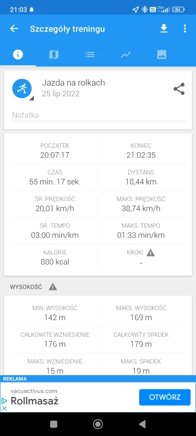 das2sin - #rolki Wreszcie udało mi się zejść na równe 3min na km. Pogoda była idealna...