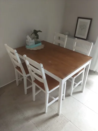 ciemnienie - Skończyłam odmalowywanie stołu oraz krzeseł. Stary komplet Ikea Jokkmokk...