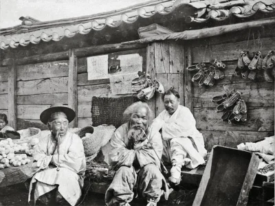 myrmekochoria - Kupcy podczas chłodnego i wietrznego dnia, Korea XIX wiek. 

#stars...