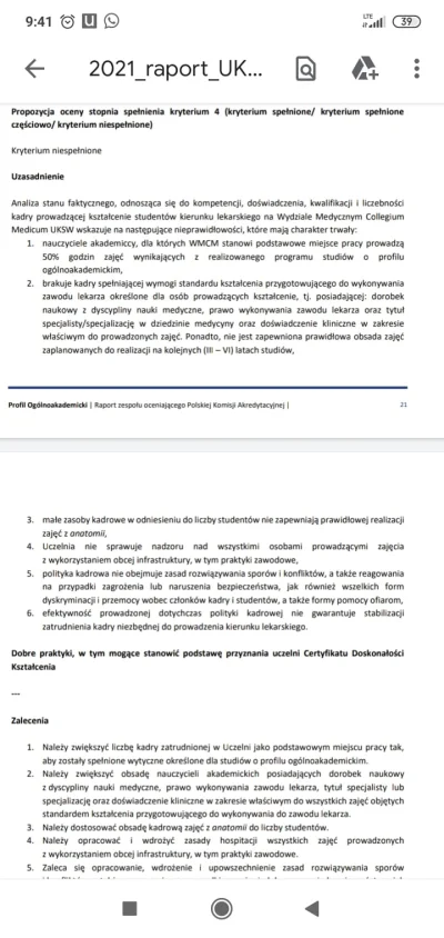 gracilis - Z opinii Polskiej Komisji Akredytacyjnej na temat kształcenia studentów le...