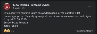 Lulu_Quest - Fatalna wiadomość z dzisiaj: Pizza Tokarza została zamknięta. ( ͡° ʖ̯ ͡°...