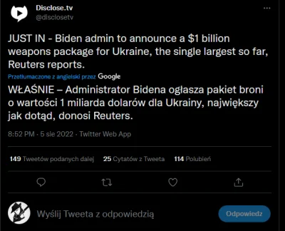 ImNewHere - Usa ma ogłosić pakiet pomocy Ukrainie o wartości 1 miliarda dolarów. Najw...