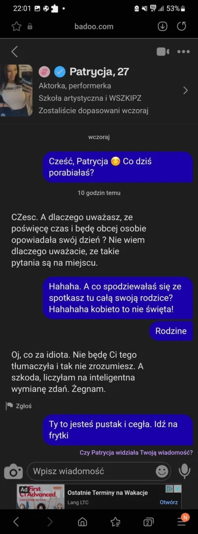 Own3d_23 - Czy uważacie że źle zrobiłem pytając jak minął dzień? Wydaje sie mi normal...