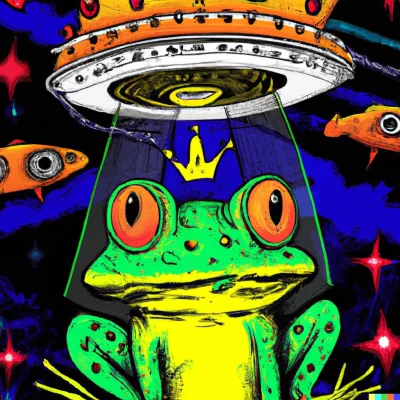 chrabiabober - @chrabiabober: .”frog ufo king psychedelic art”
