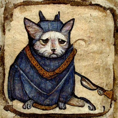 przedzabawa - Ugly crippled cat medieval style
#midjourney