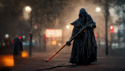 Nuggerath - #midjourney #grafika

grim reaper character equiped with futuristic wea...
