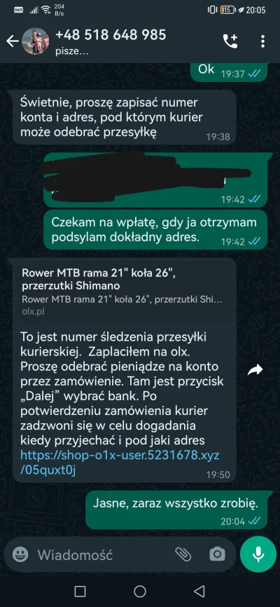 bkwas - Sprzedaję rower na olx i pierwszy raz trafił mi się oszust - numer zostawiam ...