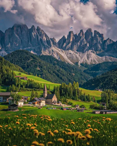 cheeseandonion - >Sass Rigais mountain of the Dolomites beyond the small Village of S...