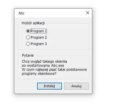 rukh - Pytanie. W czym polecielibyście zrobienie takiego czegoś?
Wybieramy Program1 ...