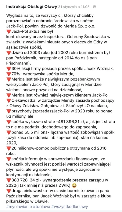 Cukrzyk2000 - O zatruciu Odry

Głównym podejrzanym jest firma Jack-Pol z Oławy. 
C...