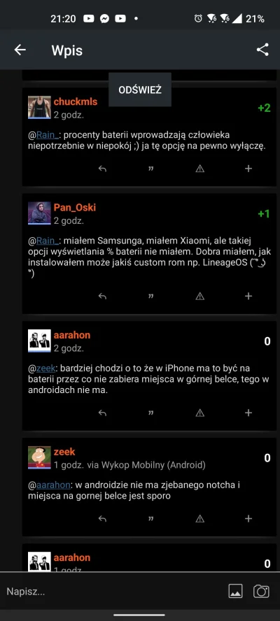 Cyslav - @aarahon za to w androidzie można zostawić sam procent bez ikonki, przez nie...