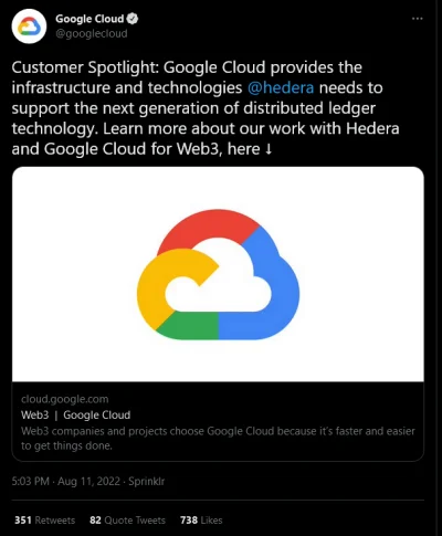 KenMarinaris - #kryptowaluty Jeden krótki wpis od Google Cloud na Twitterze i cena #h...