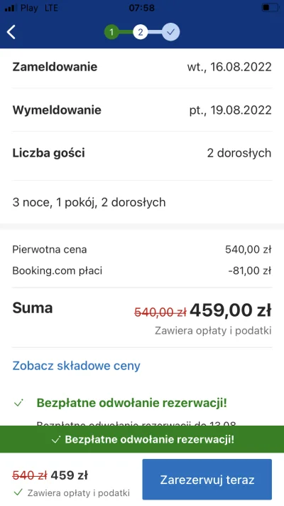 Bombbi - Cześć, mam problem z Bookingiem. Pokazuje ze cena noclegu to 459. pierwotna ...