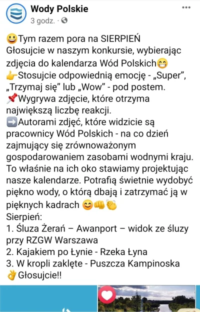 Polasz - To jest dopiero poziom bezczelności. Wody Polskie na FB dzisiaj konkurs robi...