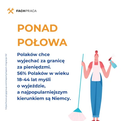 FACHPRACA-pl - Jak wynika z lipcowego badania "Migracje zarobkowe Polaków" 56 proc. o...