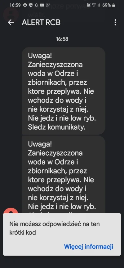 balbezaur - #odra #aferka #alertrcb

Dwa sms żebym nie zapomniał albo za wczoraj te...