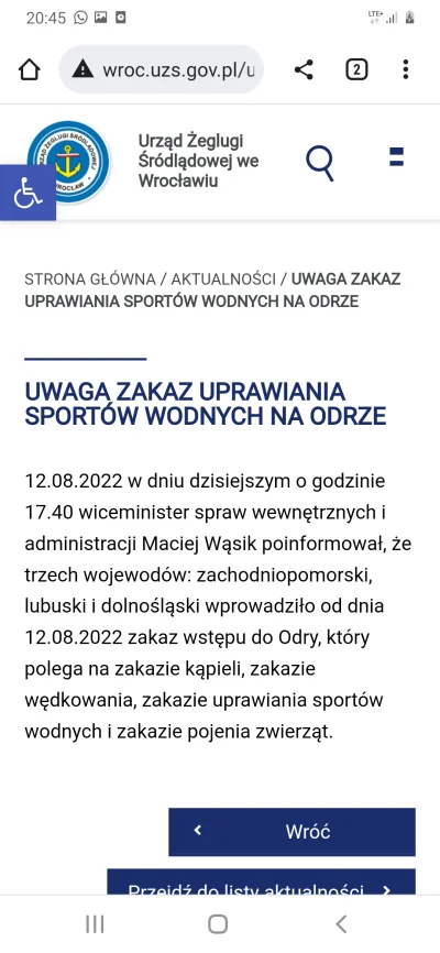 kaczan34 - W związku z sytuacją na Odrze, śledzę stronę urzędu żeglugi. Pojawił się t...