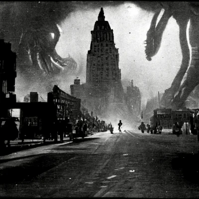 tadocrostu - old black and white photo, 1939, depicting a xenomorph from the movie al...