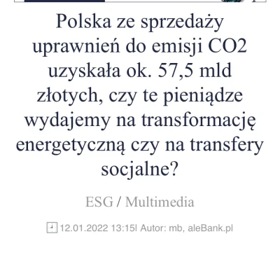 takasobiejedna - Na co poszły pieniądze z uprawnień do emisji CO2 ???