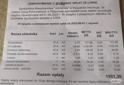 juzwos - Koszalin.
Kawalerka w bloku 
47,4 m2.
Czynsz: 1501,30 zł
Podwyżka o 215% !!!...