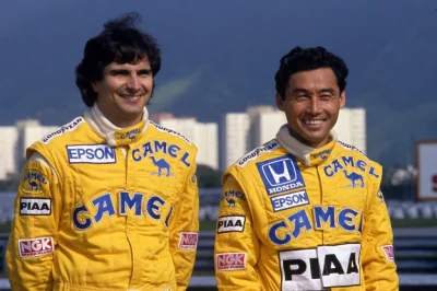 R.....8 - Nelson Piquet i jego zespołowy partner z Lotusa - Satoru Nakajima ( ͡° ͜ʖ ͡...