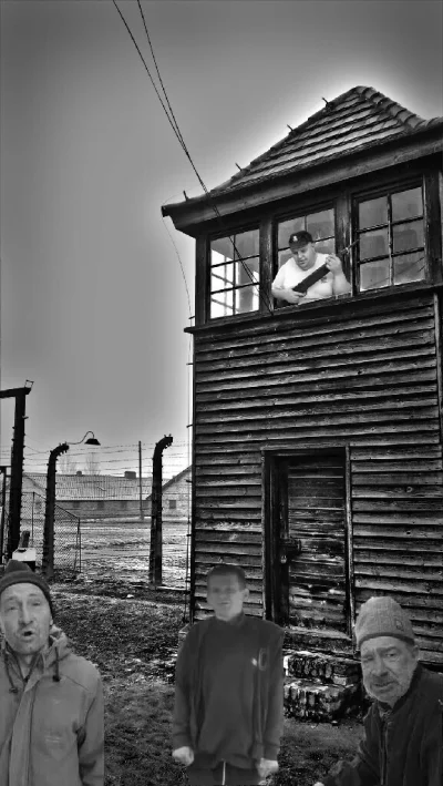 Lotnik_Wysokolotny - Poniższe zdjęcie przedstawia więźniów obozu Knurschwitz, pod nad...