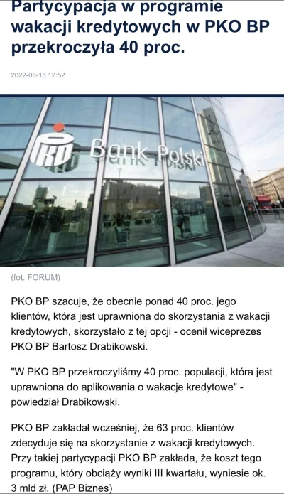 sklerwysyny_pl - #pkobp zakładało, że 63% klientów skorzysta z #wakacjekredytowe - w ...