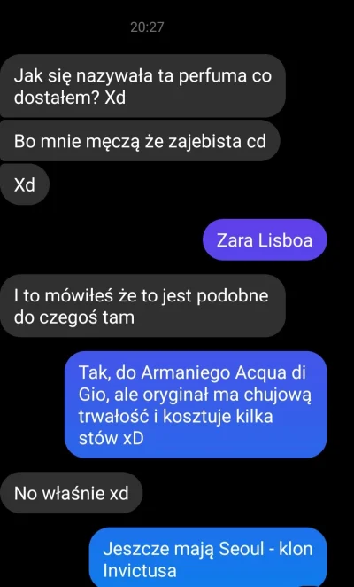 SlepyBazant - Kupuj smroda po 40 zł/ml. Ludzie zachwalają Lisboę xD


#perfumy