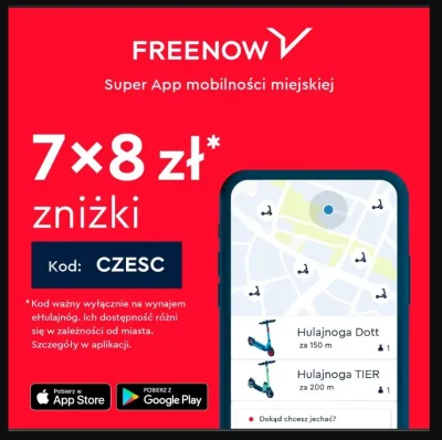 LubieKiedy - FreeNow - 56 złotych na hulajnogi Dott i Tier - dla starych użytkowników...