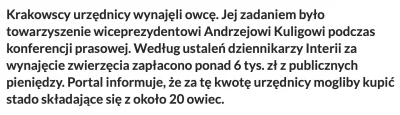 Endorfinek - > nie wynajmowali owiec za tysiące złotych jak w Gdańsku więc "zaoszczęd...