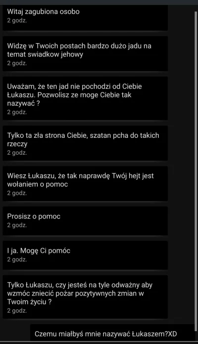 bizonsky - To musi być zarzutka, że zielonka mi wysyła taką wiadomość. Albo nie, nie ...