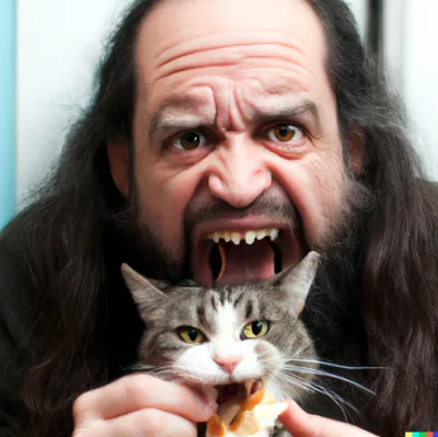 aptitude - "mad Richard Stallman eating a cat"
#dalle #Stallman