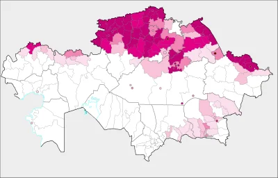 yosemitesam - Mapa Kazachstanu z zaznaczonymi na różowo Rosjanami. Rosja dokona agres...