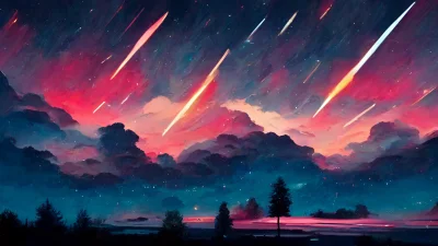 aseeon_ - > meteor shower painting in the style of alena aenami --ar 16:9

#midjour...