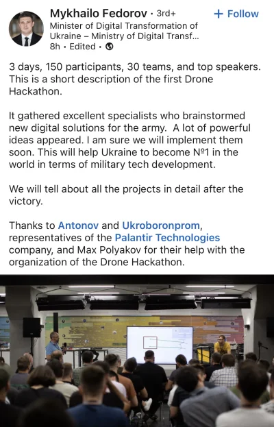 mamodwagenicnieosiagnac - Palantirek pracuje nad technologią dla dronów na Ukrainie (...