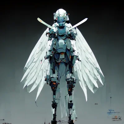 berecik - #midjourney 

mecha robotic cyber angel with giant sword, anime style,