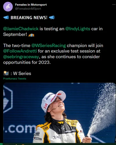 jaxonxst - Jamie Chadwick we wrześniu będzie testować bolid Indy Lights, (Taka F2 dla...