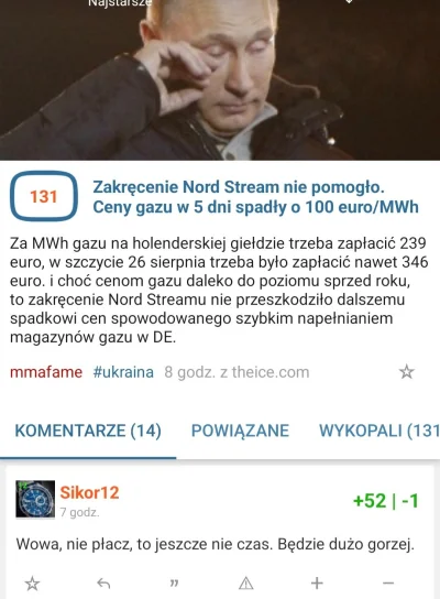 c.....t - Informacja nieprawdziwa. Putin płacze, bo gaz tanieje i jest w pyte ( ಠ_ಠ)