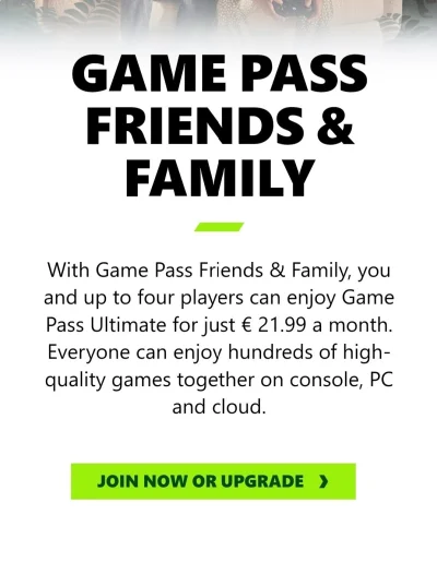 Beeercik - Game Pass Friends & Family

- 5 użytkowników 
- 21,99€ miesięcznie 
- w Po...