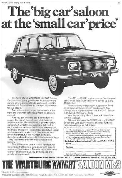 Lardor - Wartburg sprowadzał samochody do Anglii jakoś do połowy lat 70tych do półki ...