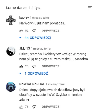 azen2 - Wchodzę na youtubie w komentarze pod jednym filmikiem o wydźwięku proukraińsk...