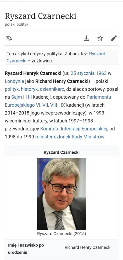 Shrug - Kek, natrafiłem na wikipedii, że Czarnecki urodził się w Londynie jako Richar...