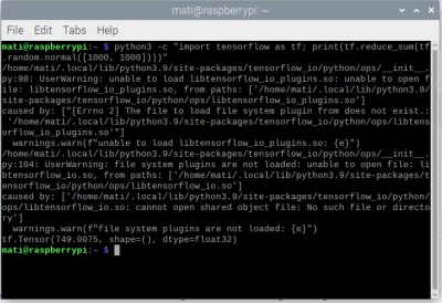 fijiwara - Jak zainstalować tensorflow na raspberry pi 4 64 bit? Wywala mi takie błęd...